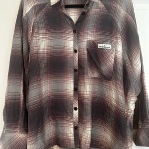 BDG Urban Outfitters Amethyst, Gray, Cream Plaid Soft Flannel Shirt